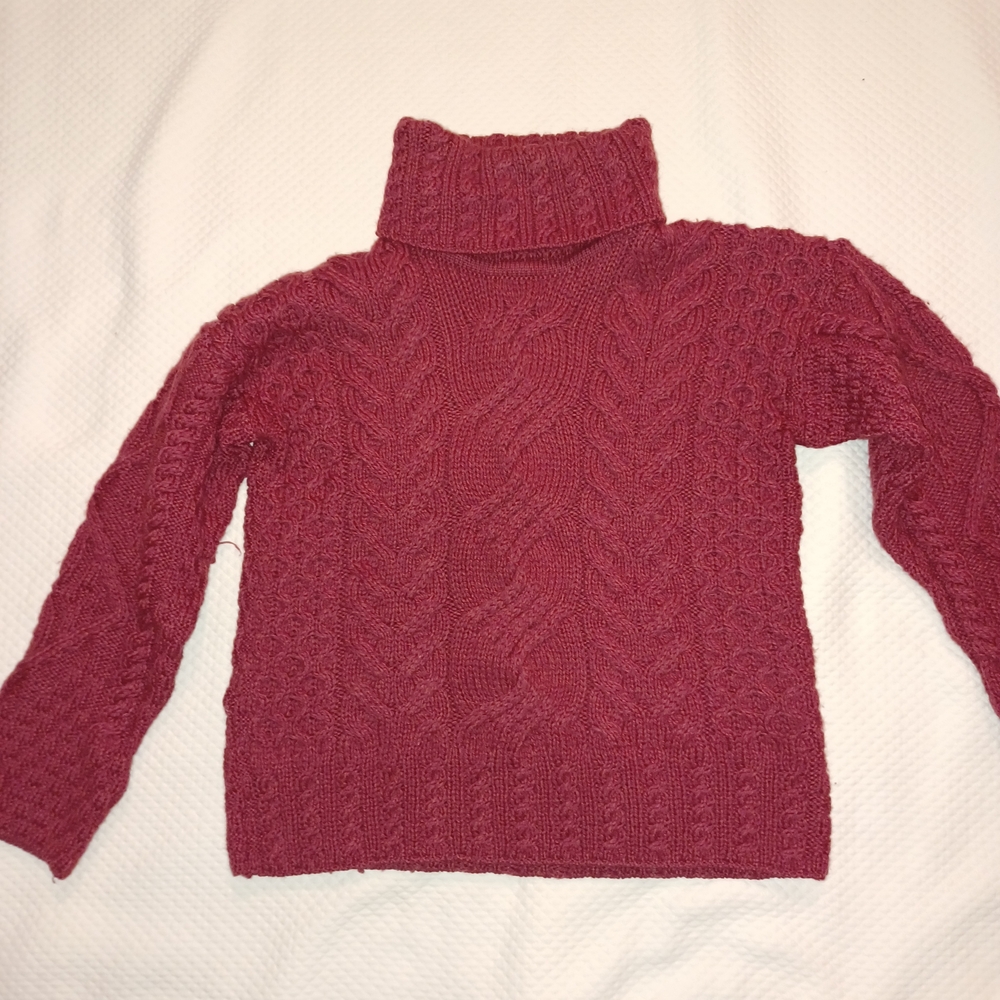 Cozy Carraig Donn Cowl Neck Sweater - Deep Red Merino Wool